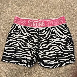 Danskin Girl Shorts Spandex zebra print strong black white & pink Sz CS 4/5